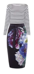 stripe top floral skirt